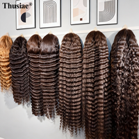 Perruque Lace Front Cheveux Humains Ondulés Profonds Naturels 30 Pouces, Densité 250%, Dentelle Transparente 13x6, 40 Pouces