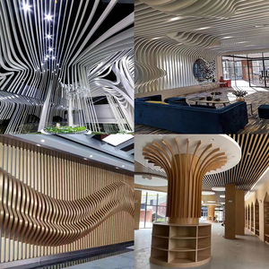 Flowing Line Strip Ceiling Tiles Modern Aesthetic Sound Insulation Fire Class A For Museum And Shopping Mall Interior Design - Product Image 3