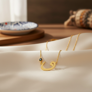 สร้อยคอสีทอง14K VAV nazar แบบอิสลามเครื่องประดับสำหรับผู้หญิงทำจากไก่งวง - Product Image 3
