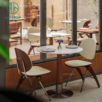 Ensemble de meubles commerciaux Ron Group, table ronde en bois, banquette en cuir rembourrée, ensemble table et chaises pour restaurant de restauration rapide
