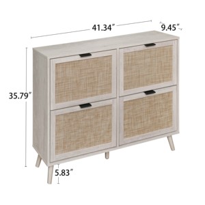 Freestanding Hidden <strong>Slim</strong> Shoe <strong>Storage</strong> Organizer 4 Flip Rack <strong>Drawers</strong> Adjustable Shelves Modern Wood Home Furniture Living Room 4 - Product Image 3