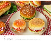 Balle anti-stress souple en PU, modèle de simulation de sandwich, hamburger et hot-dog, pour présentation en cuisine, accessoires alimentaires et décoration de café