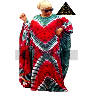 Wholesale Indian Rayon Handmade Tie Dye Printed <b>Kaftan</b> for Women Chiffon Fabric with Sleeved Style Lace Decoration for Work - Product Image 1