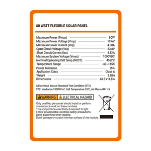 Panel Solar Semiflexible de Alta Eficiencia de 80W con Revestimiento Adhesivo |   Módulo Solar Monocristalino para Autocaravanas, Barcos y Embarcaciones - Product Image 6