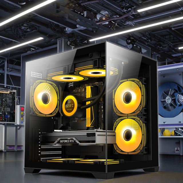 Cases Towers Wholesales Tempered Glass Gaming Cabinet Full /mid Tower ATX Gaming Computer case for PC Case With Display Screen
