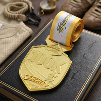 Médailles de finisseur de course de 100 km, récompenses en alliage de zinc, gravure personnalisée, texte personnalisé, médaille dorée pour marathon et ultra-terrain