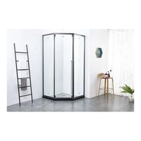 Porte de douche coulissante simple en verre avec charnière en alliage d'aluminium moderne, kit complet avec cadre noir 6 mm, garantie 5 ans pour hôtels (modèle Diamond)