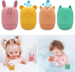Consegna rapida 100% per uso alimentare BPA in Silicone per bambini giocattoli per bambini 4 pz animali Spray acqua set giocattolo per il bagno - Product Image 3