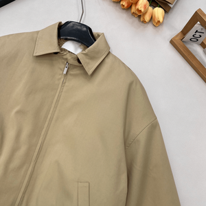 Women Collared Zip Up Bomber <b>Jacket</b> Elastic Waist Casual Harrington Outerwear - Product Image 6