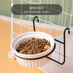 Ceramic <b>Cat</b> Bowl Hanging Pet Feeder For <b>Cage</b> Mounted Use With Anti Tipping Design - Product Image 5