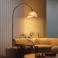Lampe sur pied LED en fer de style Wabi-Sabi avec abat-jour en tissu, design vintage pour salon, chambre à coucher, coin canapé