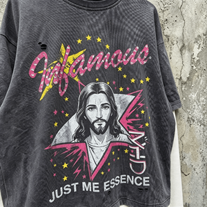 T-shirts personnalisés Streetwear en coton épais à double couche, manches longues, imprimés graphiques, effet vintage, avec strass pour hommes - Product Image 4