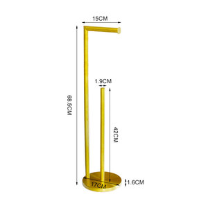 Organizador de pañuelos de baño, dispensador de toallas de papel doble, <span class=keywords><strong>portarrollos</strong></span> de papel higiénico de <span class=keywords><strong>pie</strong></span> de acero inoxidable dorado con almacenamiento - Product Image 6