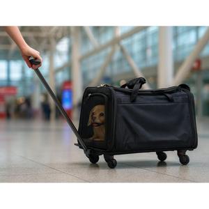 Sac de transport multifonctionnel pour animaux de compagnie avec chariot pliable et support, noir, 51 x 31 x 36 - Product Image 3