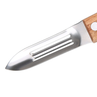 Prix usine bas quantité minimale de commande multifonctionnel 3 pièces manche en bois épluchage ensemble de couteaux d'office avec utilisation de cuisine éplucheur en acier inoxydable