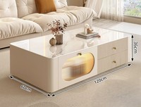 Nouvel ensemble table basse et meuble TV de style crème français, de luxe léger, sur pieds, collection 2026