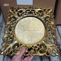 Platos Decorativos LEDA Gold Rose con Forma Floral para Bodas y Eventos, Platos de Plástico para Decoración de Mesa