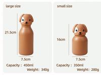 Thermos portable MSH en acier inoxydable 304 avec tête d'animal marron mignon de dessin animé, rose