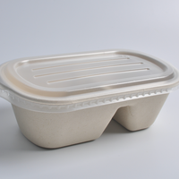 Boîte rigide à compartiments pour repas à emporter pour bébés, en canne à sucre recyclée biodégradable, vente en gros d'usine
