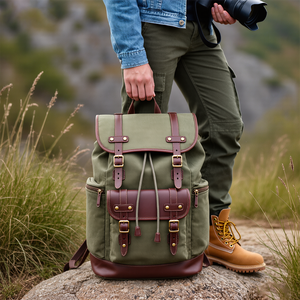Nhà Máy Tùy Chỉnh Lớn Máy Ảnh Máy Tính Xách Tay Du Lịch Ba Lô Người Đàn Ông Túi Da Chuyên Nghiệp Máy Ảnh Vải Trường Túi Xách Ba Lô - Product Image 3