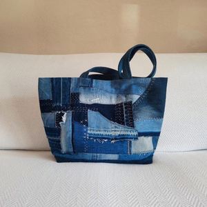 Denim <b>Patchwork</b> Shoulder <b>Bag</b> Custom Travel Fashion Women Tote Handbags Weekender Beach <b>Bags</b> Shopping Summer Autumn Recycled - Product Image 1
