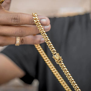 Collar de Cadena de Acero Inoxidable Chapado en Oro de 14k y 18k para Hombre al Por Mayor Estilo Hip Hop Cubano Miami - Product Image 5