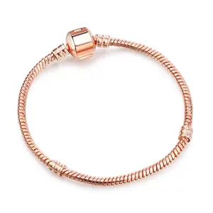 Fashion DIY Charm Bracelet Accessory 3mm Copper Snake Chain Bangle Unfading Rose Gold Blank Charm Bracelet