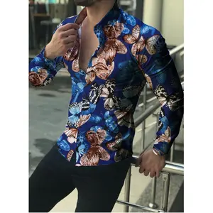 Плюс размер отложной воротник человек цветок мужские изготовленный на заказ Гавайские рубашки свободного покроя новый шаблон печати рубашка