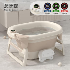 Baignoire Bébé Grande Pliable en Plastique à Corps Droit avec Contrôle de Température 0-12 Mois Multifonctionnelle pour Usage Domestique - Product Image 3