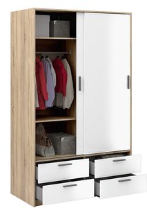 Mobilya gitmek hattı dolap-2 sürgülü kapılar kapı 4 çekmeceli meşe beyaz parlak - Product Image 2