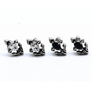 Yunnique – boucles d'oreilles en acier inoxydable 316, serti de griffes, noir et blanc, bijoux à la mode, cadeau - Product Image 1