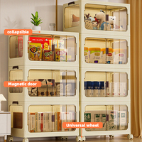 Armoire de rangement pliable WANUO à grande capacité, 3-5 niveaux, en plastique flexible avec roulettes