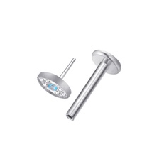Labret-Anillo de labio sin rosca, joyería para el cuerpo, top de ojo, Pin de empuje, Piercing de tubo