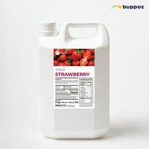 น้ำเชื่อมสตรอว์เบอร์รี 5 กก. แบบขวด ฮาลาล HACCP สำหรับร้านชานมไข่มุก ขายส่ง - Product Image 1
