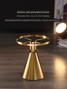 Home Luxury Edge Round Marble Sofa Corner <strong>Gold</strong> Tube Hotel <strong>Small</strong> Tea <strong>Table</strong> - Product Image 4