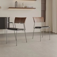 Chaise de salle à manger moderne minimaliste avec dossier en bois, style vintage, chaise de salle à manger avec structure en métal