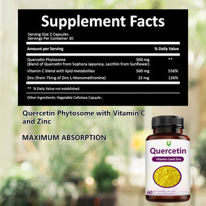 ควอเซทินแคปซูล ขายดี คุณภาพสูง 100% ธรรมชาติ ออร์แกนิค วีแกน สำหรับผู้ใหญ่ เสริมภูมิคุ้มกัน บำรุงสุขภาพหัวใจและหลอดเลือด ลดอาการแพ้ - Product Image 2