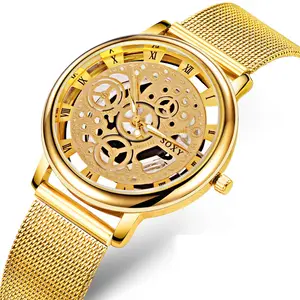 SOXY di Scheletro Orologio Da Polso Da Uomo Semplice di Stile Della Cinghia Della Maglia Delle Donne Degli Uomini Unisex Al Quarzo Orologi Hollow Orologi relogio masculin