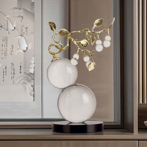 Ornement de gourde en cristal moderne minimaliste, rond, blanc, décoration de salon, cadeau de déménagement - Product Image 2