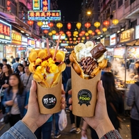 Gobelets en carton à bord incliné jetables pour gaufres aux œufs, glaces et frites