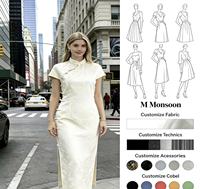 Nouveau Cheongsam décontracté amélioré en jacquard blanc de riz chinois pour femme, été 2026, coupe régulière courte, en acétate, assortiment de couleurs, style élégant