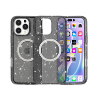 Militaryer Grade Antichoc Transparent Clair Paillettes Magnétique Mobile Couverture Arrière pour iPhone 16 Plus 16 pro max