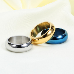 Bague en acier inoxydable 6 mm, couleur bleu, argent, or, bijoux géométriques simples et tendance, cadeau, vente en gros - Product Image 2