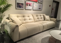 Canapé en cuir véritable de style minimaliste italien moderne, élégantes courbes en forme de col de cygne, confortable et durable, ensemble pour 4 personnes, canapé de salon