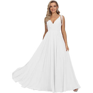 <span class=keywords><strong>Robe</strong></span> de mariée de <span class=keywords><strong>demoiselle</strong></span> <span class=keywords><strong>d</strong></span>'<span class=keywords><strong>honneur</strong></span> A-line à col en V pour femmes à la mode et élégantes - Product Image 6