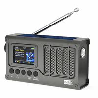 Radio Darurat Tenaga Surya dengan Pengisi Daya Engkol Tangan, Radio Cuaca AM FM Portabel untuk Perjalanan dan Berkemah, Power Bank USB dan Senter