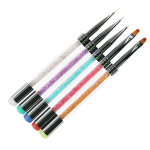 Pinceau à ongles en nylon avec manche en acrylique, plat et rond, pour la peinture au gel, outil de manucure, décoration de salon, pinceau pour nail art - Product Image 1