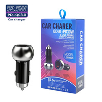 Adaptateur de chargeur de voiture portable en alliage de zinc USB-A PD à charge rapide PD 3.0 52,5 W pour ordinateur portable et appareil photo avec ports Type-C et USB