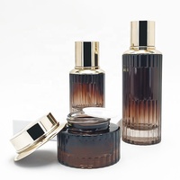 Ensemble de pots de conteneurs de soins de la peau en verre uniques de luxe Bouteille en verre rechargeable Emballage cosmétique cosmétique