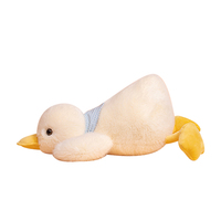 Vente en gros de peluches personnalisées de la marque MEIWEN, canard couché mignon, super doux, imprimé par transfert thermique, rembourrage en coton PP, cadeaux pour enfants